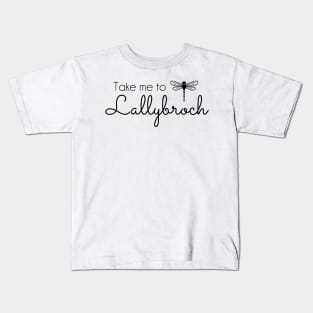 Outlander inspired Take me to Lallybroch Dragonfly - black text Kids T-Shirt